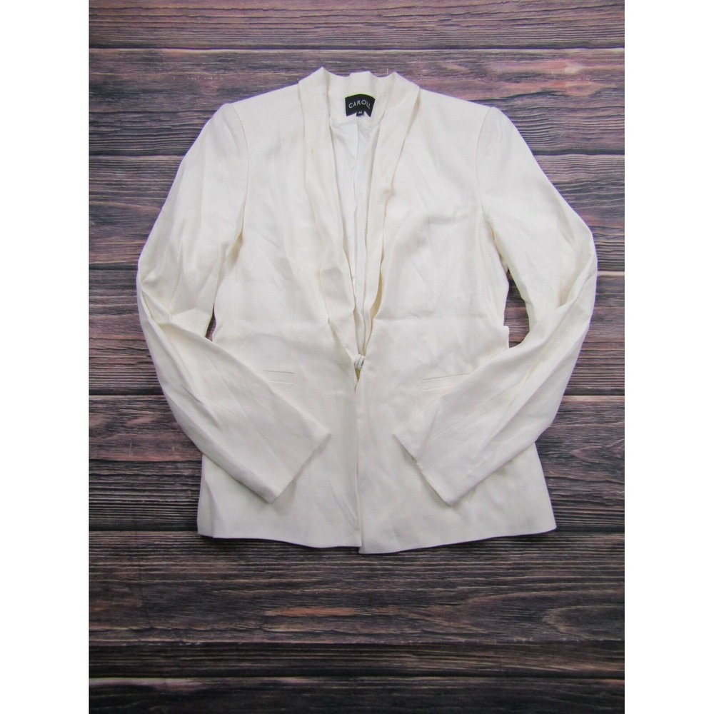 Caroll Womens Size 36 Ivory White 1 Button Blazer Coat Preowned